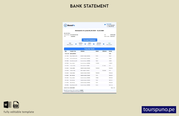 listo para imprimir plantilla de Word   extracto bancario de India Bharatpe